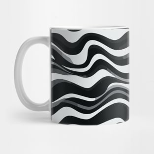 Monochrome Waves: Modern Abstract Ebb and Flow Mug